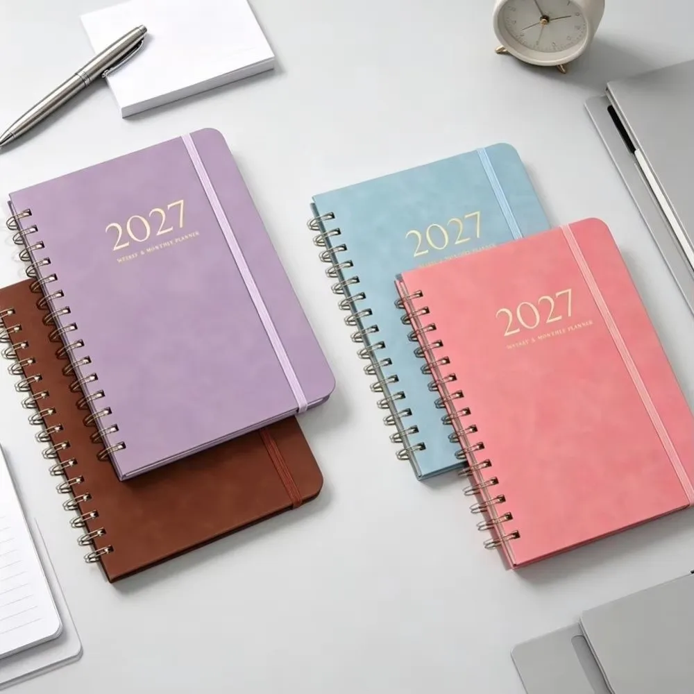 Lightweight 2027 Weekly Planner Thick Pages Paper Made Spiral Planner Tab Divided Spiral Bound A5 Agenda Notebook Daily Schedule