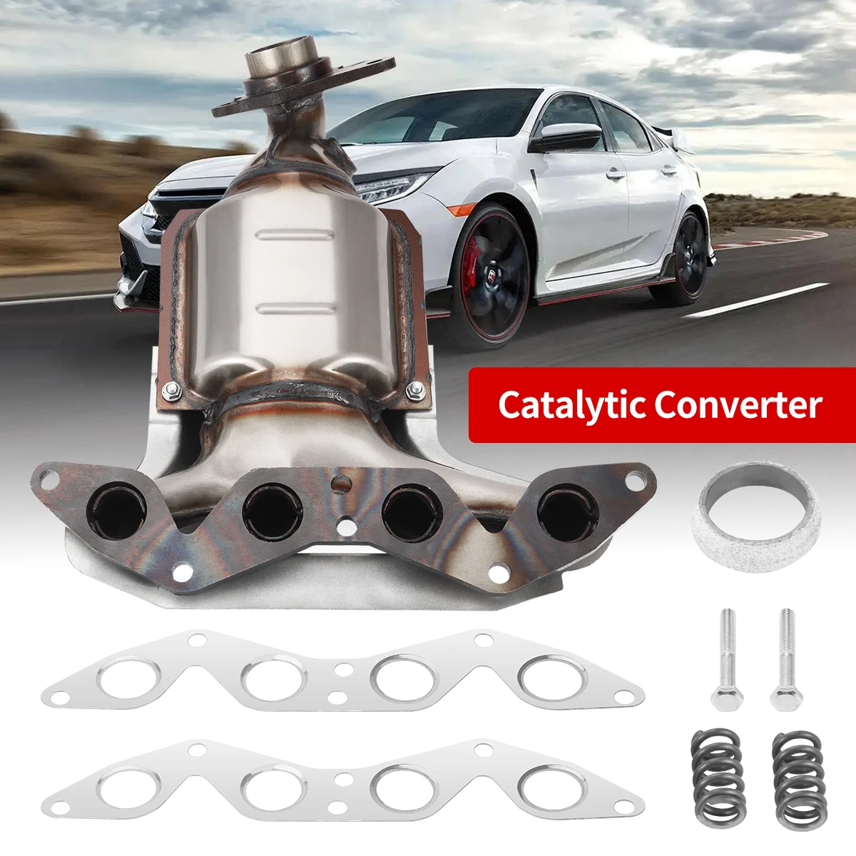 

FOR 2001-2005 HONDA CIVIC DX LX CX VX HX 1.7L CATALYTIC CONVERTER EXHAUST MANIFOLD