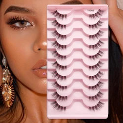 Faux Cils 5/10 Pairs New Half Lashes Cat Eye Handmade Soft Fluffy Mink False Eyelashes Makeup Extension Half Lashes Maquiagem