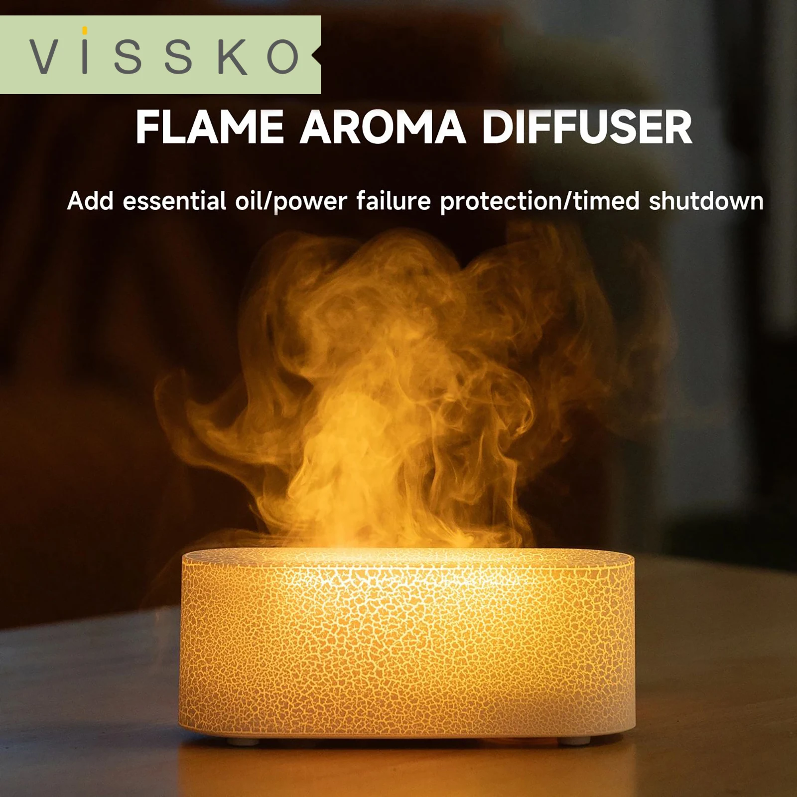 Difusor de Aroma de llama Vissko, humidificador de aire RGB, máquina de niebla ultrasónica, nebulizador, lámpara LED de fuego de aceite esencial, regalo