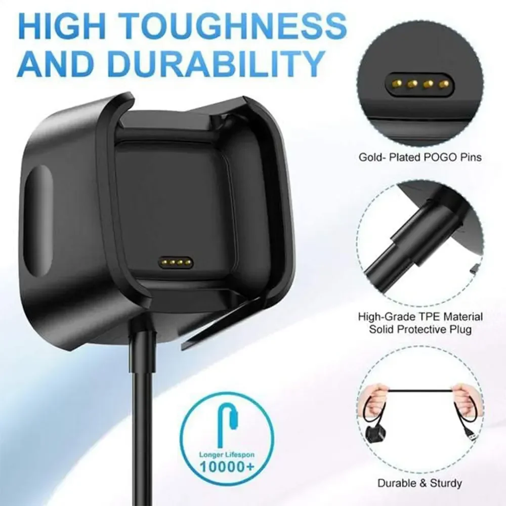 Зарядный кабель 100 см для Fitbit Versa 2, USB-адаптер для зарядного устройства для Fitbit Versa Lite, умные аксессуары