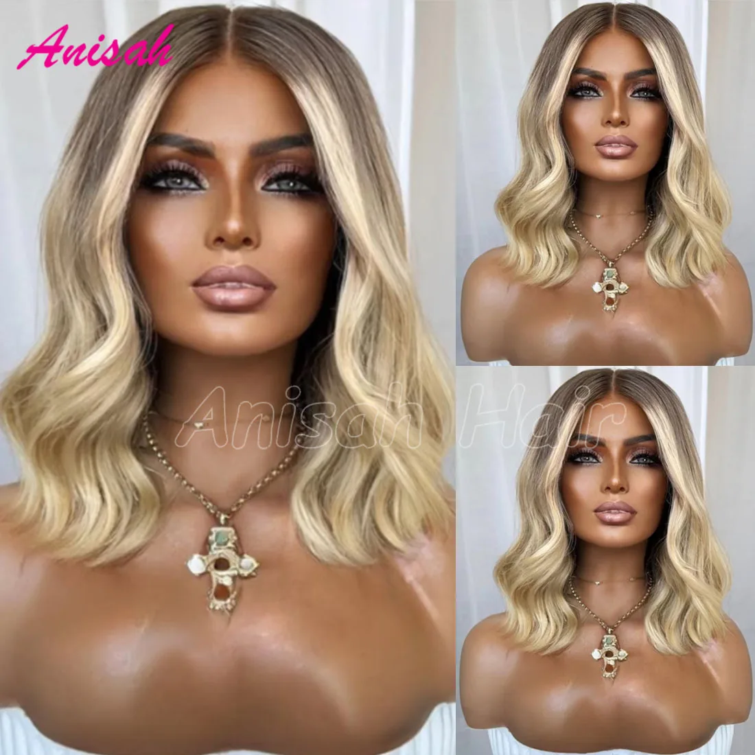 

Short Bob Wigs Ombre 613 Blonde 13X4 Lace Front Human Hair Wigs Brazilian Body Wave Transparent Lace Frontal Wigs