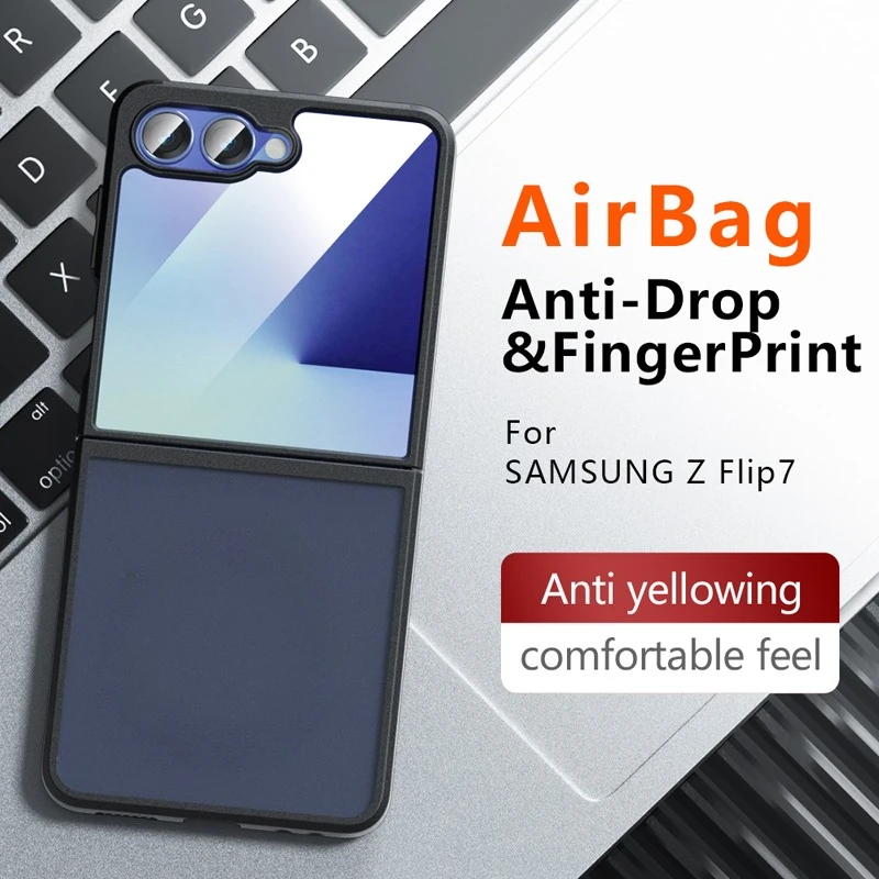 

Чехол для Samsung Galaxy Z Flip 7, ELVEV, противоударный чехол для воздушных подушек, ТПУ, жесткий ПК, ощущение кожи, всасывающий чехол для телефона