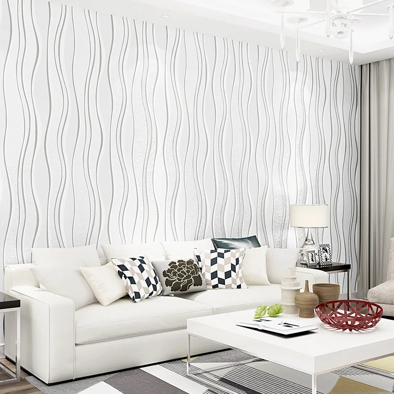 Modern Simple Non-woven Wallpaper Vertical Stripes 3D Living Room TV Background Wall Paper Non Self-adhesive Wallpaper