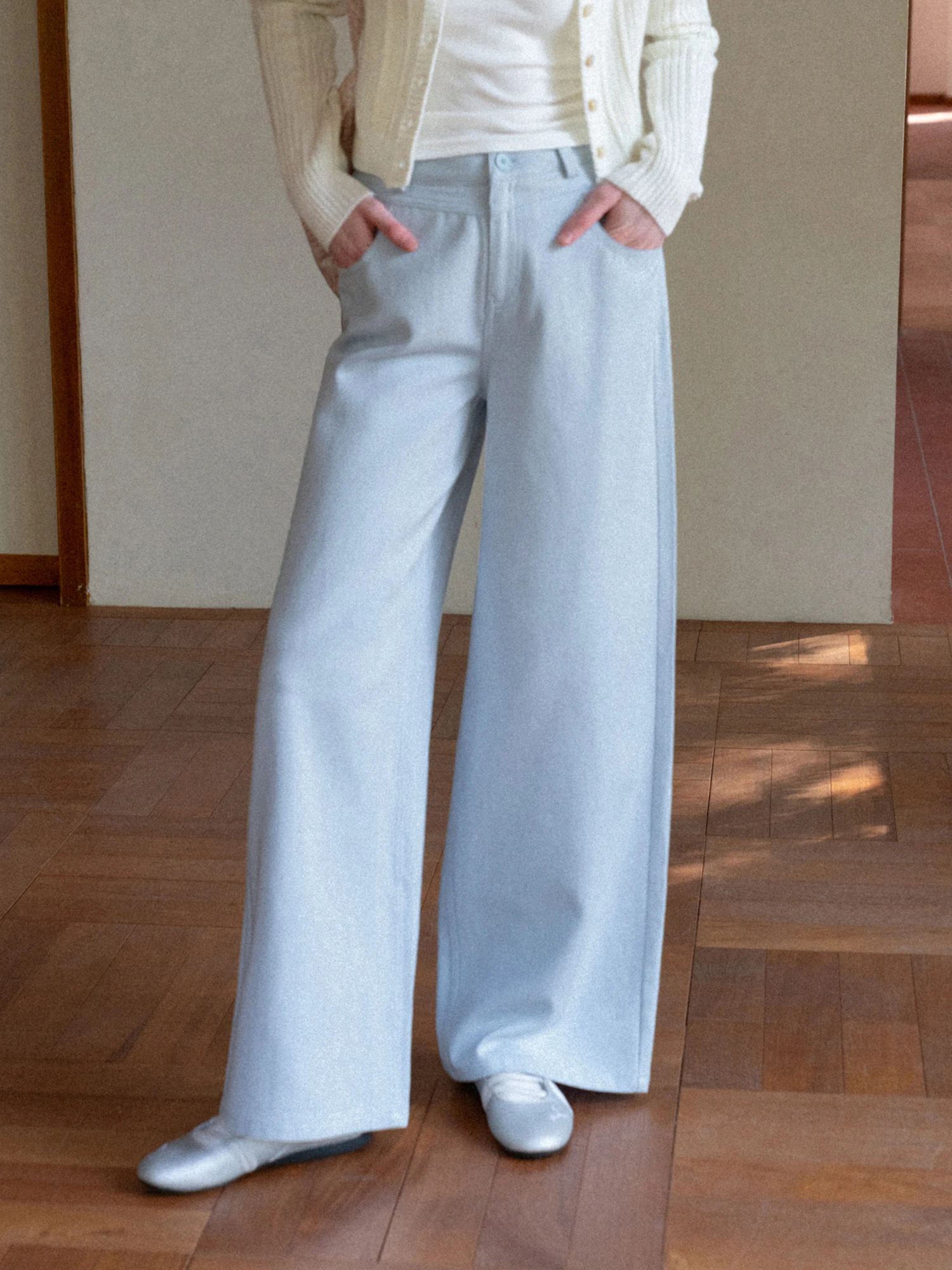 

Женские повседневные брюки Eggka с высокой талией, широкими штанинами, свободного кроя, прямые, стройнящие, для офиса, элегантные, струящиеся, длинные