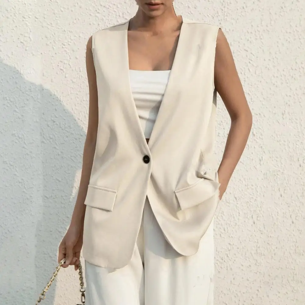 

Formal Waistcoat Elegant Women's Sleeveless Western Style Suit Coat with Deep V Neck Slim Fit Formal Business for Ladies