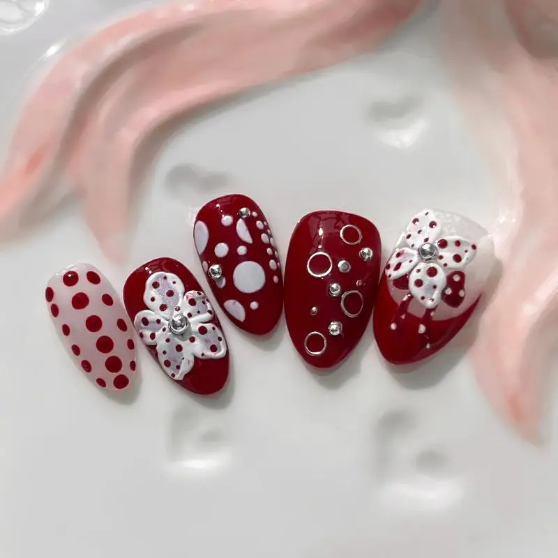 Blumen-, Polka-Dot- und Schleifen-Nagelaufkleber, selbstklebende Deko-Sticker für DIY-Maniküre, Scrapbook und Tagebuch – Detail 3