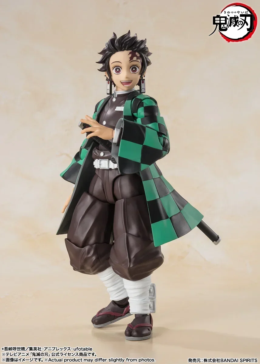 Originale Bandai Demon Slayer S.H. Figuards Kamado Tanjirou Anime Action Figure in scatola giocattoli modello da collezione