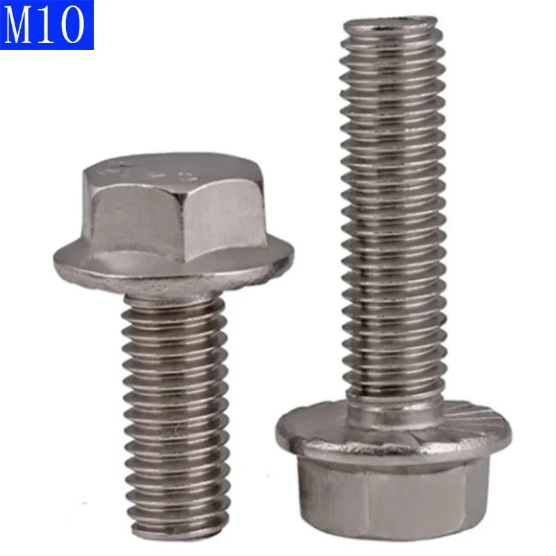 M10 - 1.5 304 stainless steel Flanged Hex Head Bolts Flange Hexagon screws A2-70