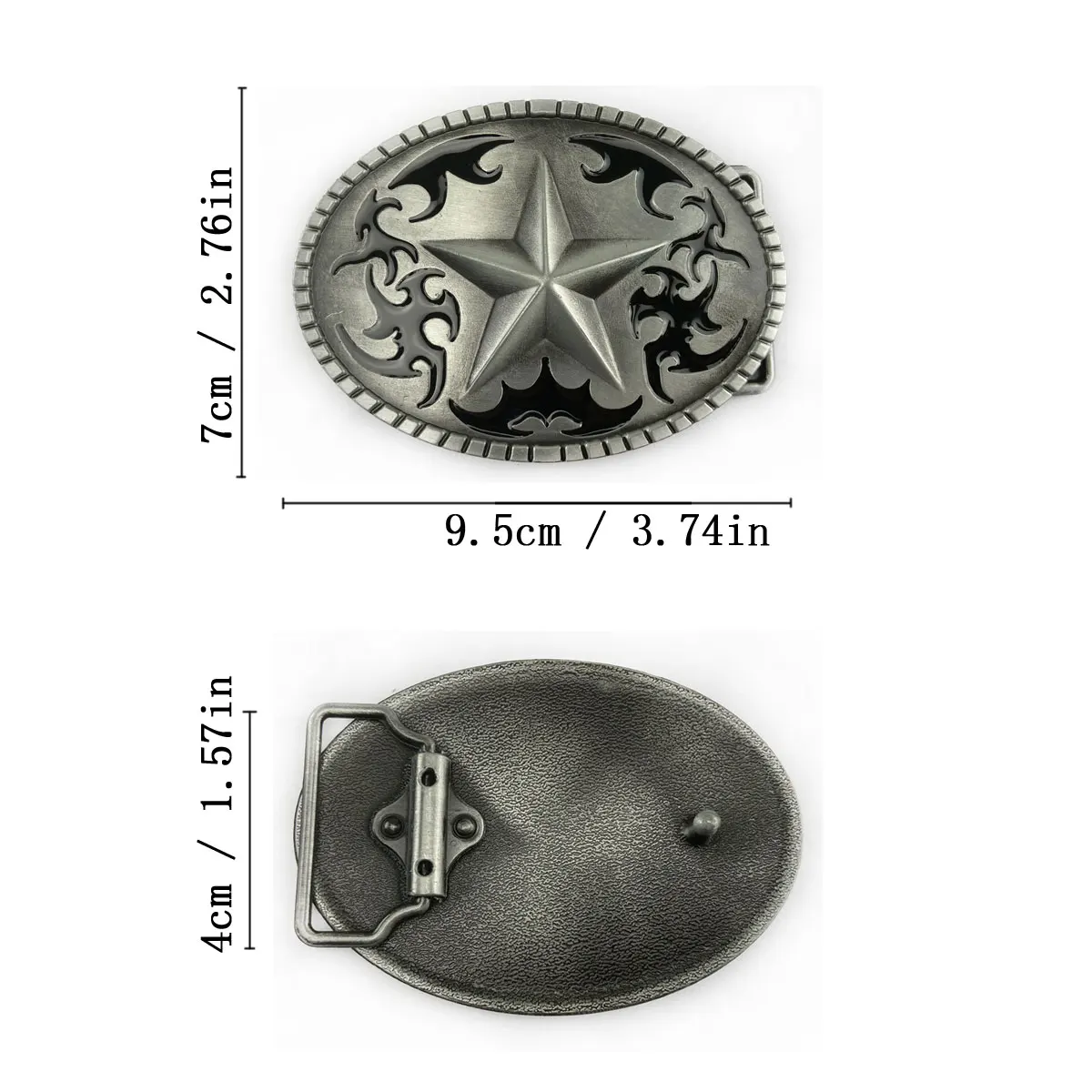 Oval Western Cowboy Star Belt Buckle Vintage Men Punk Pattern Metal Belt Buckle For Leather Strap Jeans Accessory Dropshipping