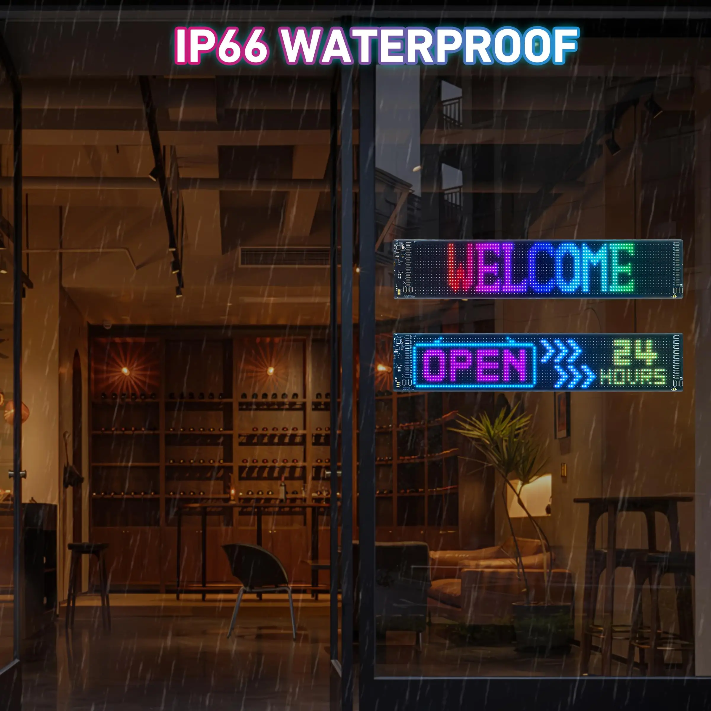 Programmable Scrolling LED Sign App for Advertising & DIY Use 23"x5" Devil Eyes Light for Car 5V LED Sign for Shop Bar Party