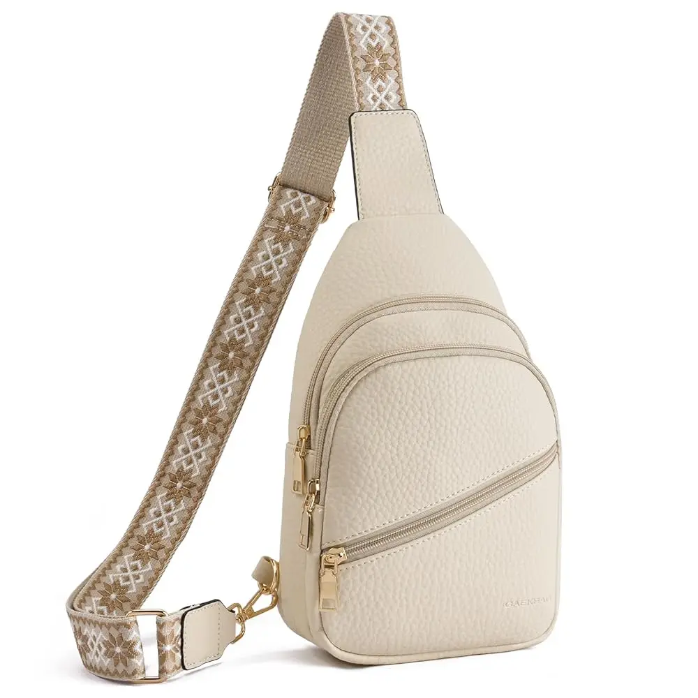 Sling Bag for Women Crossbody Purse Vegan Leather Fanny Pack Chest Bag Small Backpack for Travel Sport Vacation