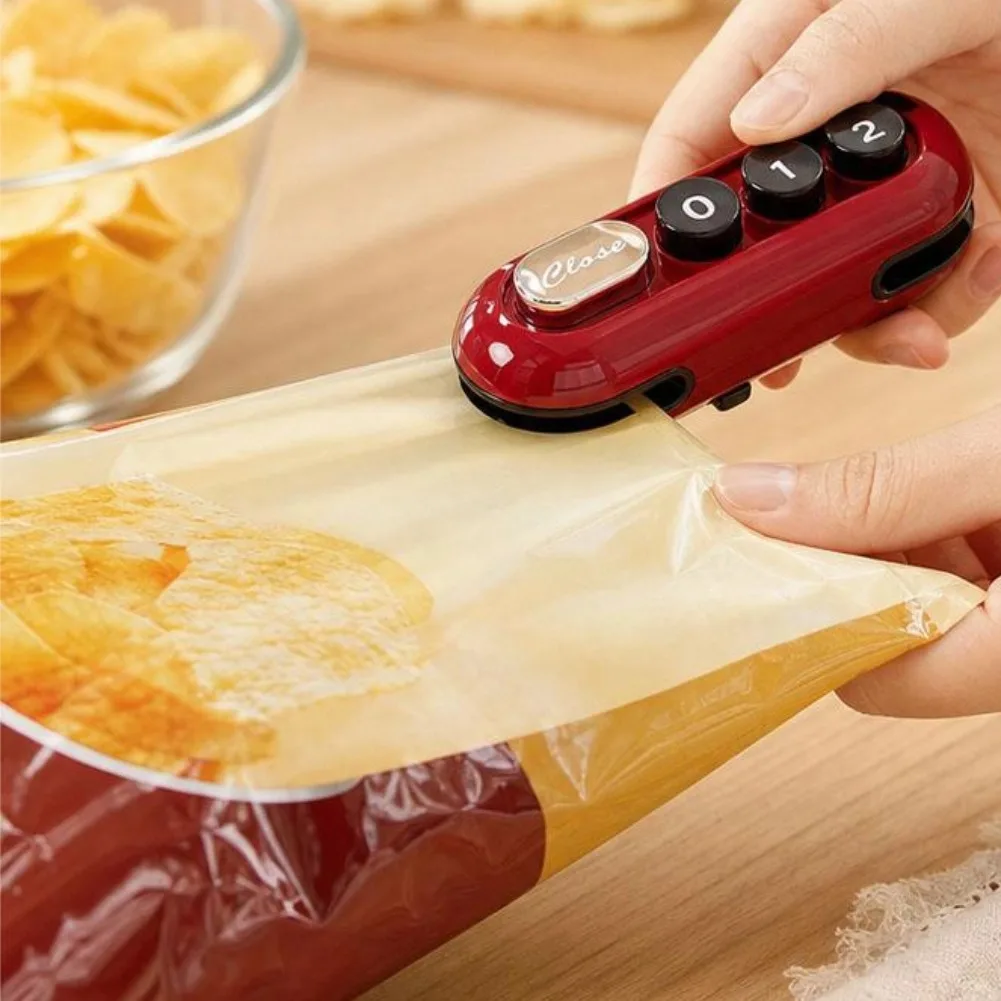 Multifunctional Mini Bag Sealer,Portable Magnetic 2 In 1 Sealer Cutter,Handheld Resealer Machine&Opening Machine for Plastic Bag