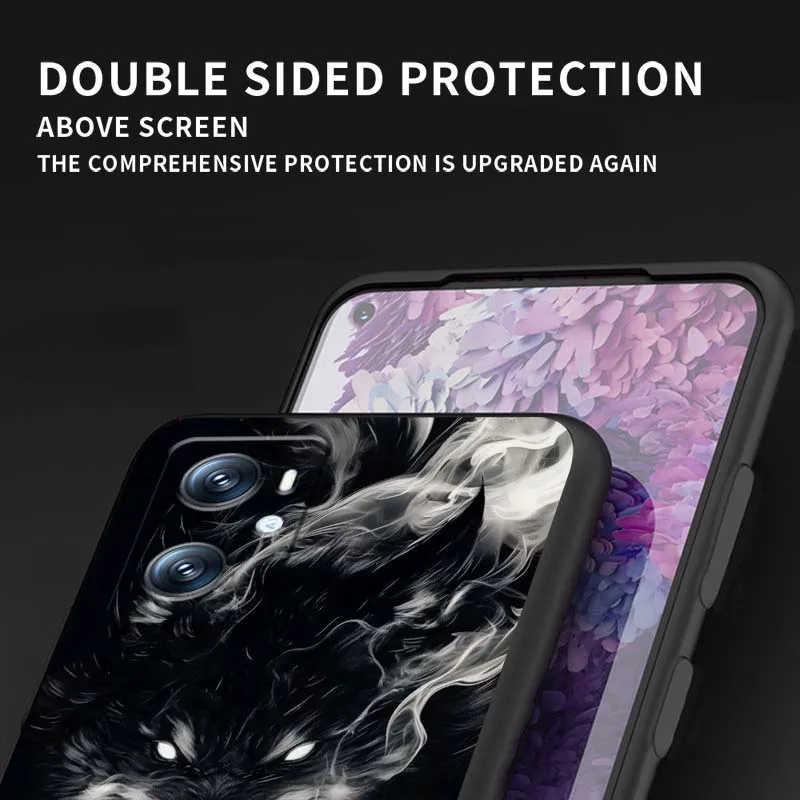 Anime Wolf Art Cool para OPPO Reno 5 6 7 A96 A40 A58 Realme GT A74 A78 Neo2 A74 A78 Find X5 X3 X7 X8 cubierta negra