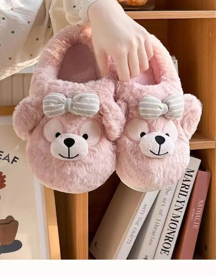 Damen-Winterhausschuhe im Bären-Design – mit Plüsch-Fleece gefütterte Hausschuhe, rutschfeste Outdoor-Slipper mit dicker Sohle und niedlichen Pfotenabdrücken – Detail 12