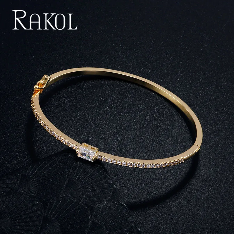 RAKOL New Arrivals Elegant Square Zirconia Classic Bracelet for Women Wedding Anniversary Gift Dress Accessories Jewelry RK213B