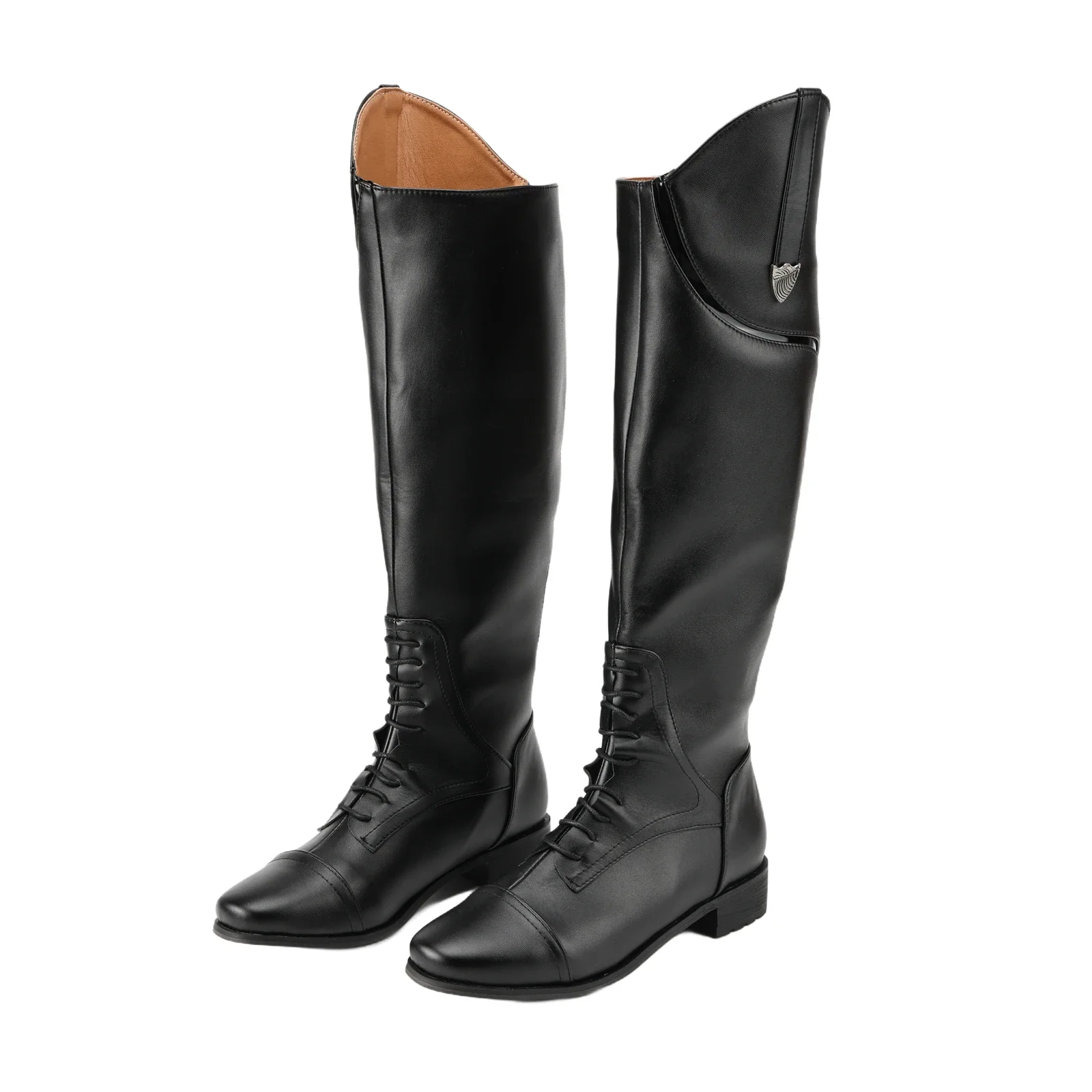 Mittelalterliche Piratenstiefel, spitzer Zehenbereich, dicker Absatz, Reißverschluss, Ritter-Pferdestiefel, kniehohe Cosplay-Schuhe für Erwachsene, Halloween-Kostüm-Schuhe