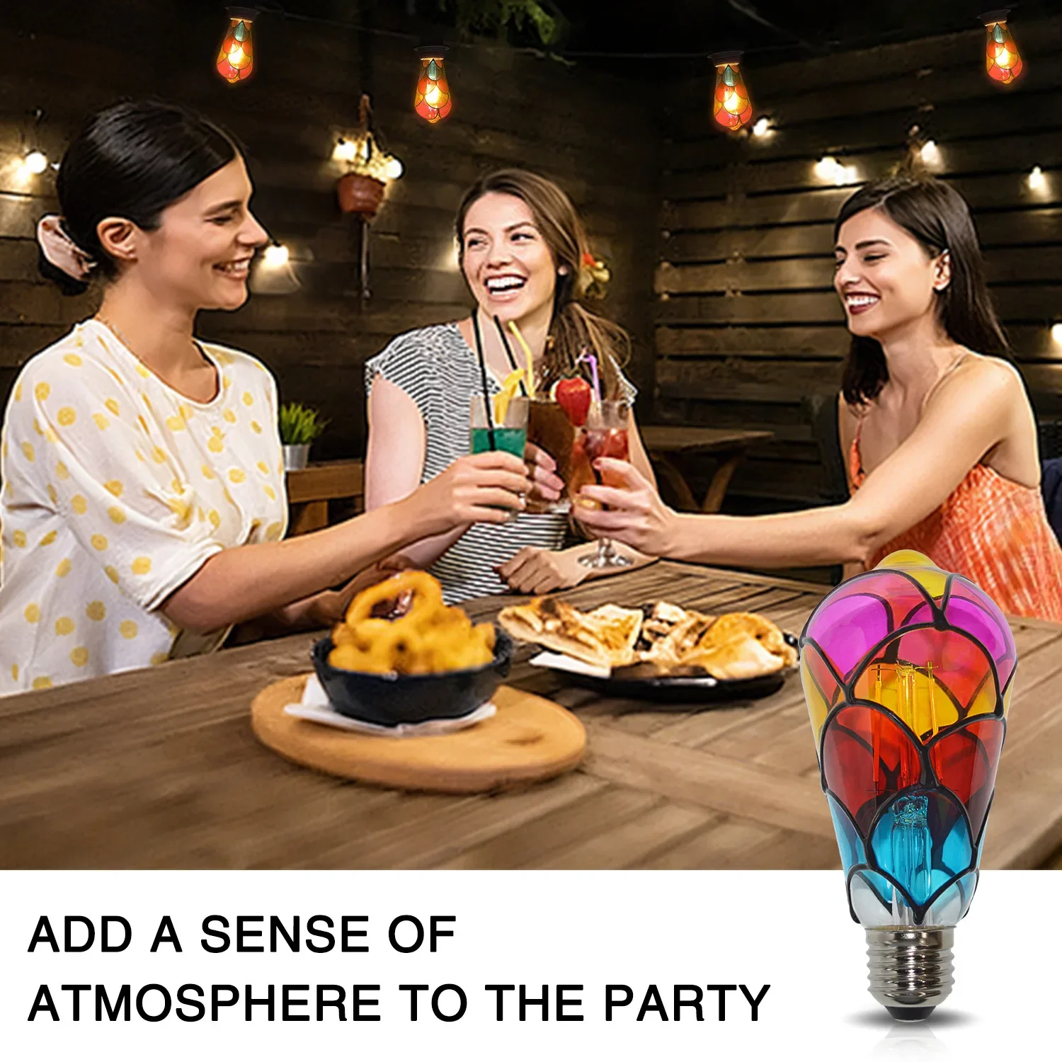 LED Hand Painted DIY Color Decorative Light Bulb 4W  2700K 110V 220V Christmas Ambient Light ST64 Color Decorative Light Bedroom