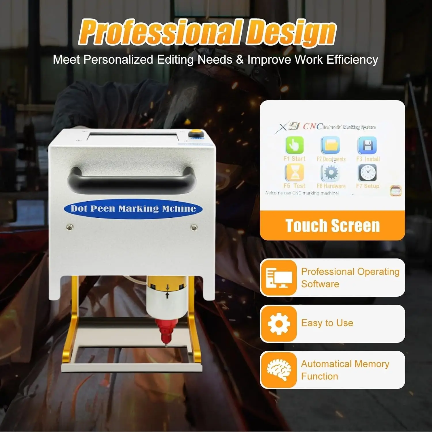 

Engraving Marking Machine,Portable Handheld Touch Screen Dot Peen Metal Engraving Marking Machine for Vehicle Parts Marking