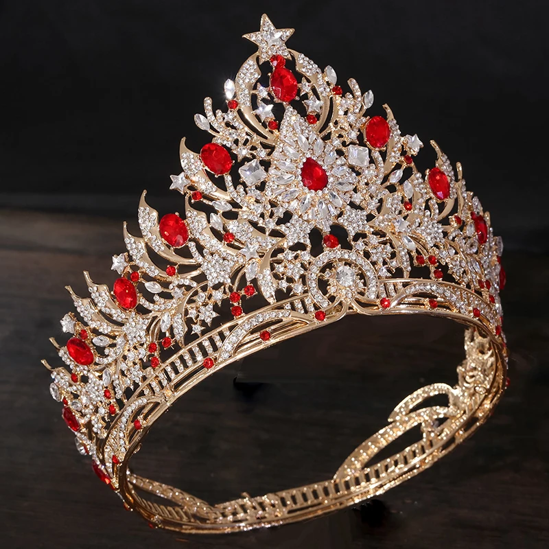 Rhinestone Crystal Large Diadem Miss Pageant Crown 13 cm Height Tiaras for Queen Prom Hair Jewelry Accessories view 3