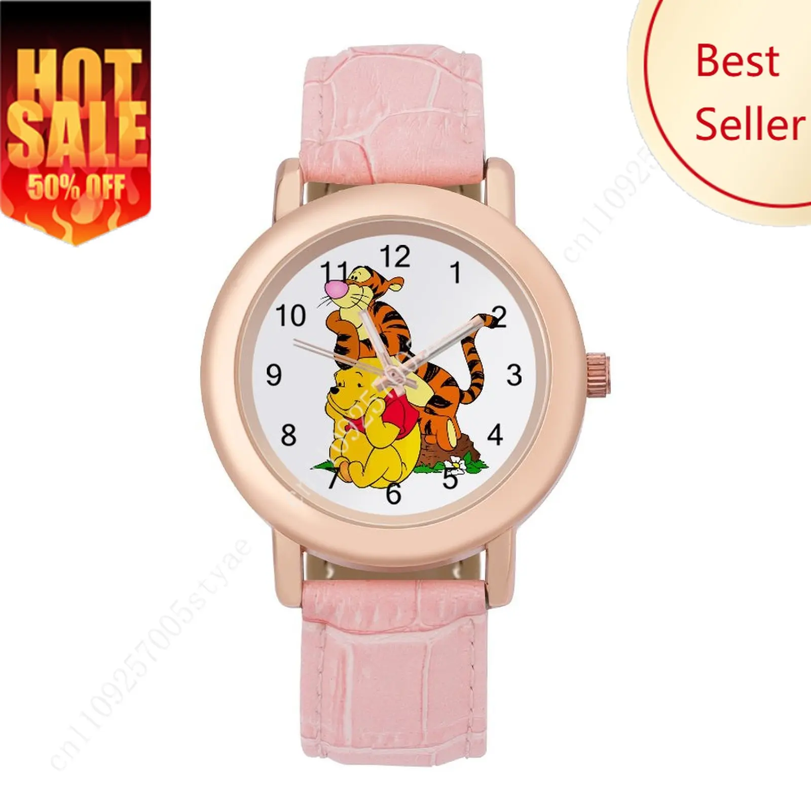 

Winnie The Pooh Women Leather Strap Watch Disney Cartoon Custom Watch Personalized Your Own Design Holiday Birthday Anniversarie
