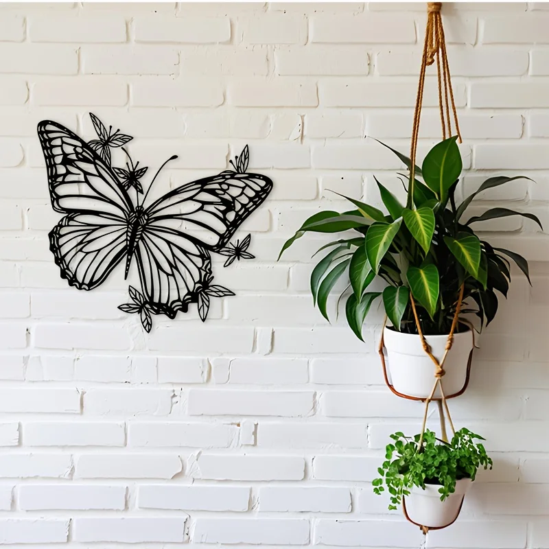 

2D плоское украшение для стен в виде бабочки, 1 шт., металлическое, в стиле силуэта, черное.