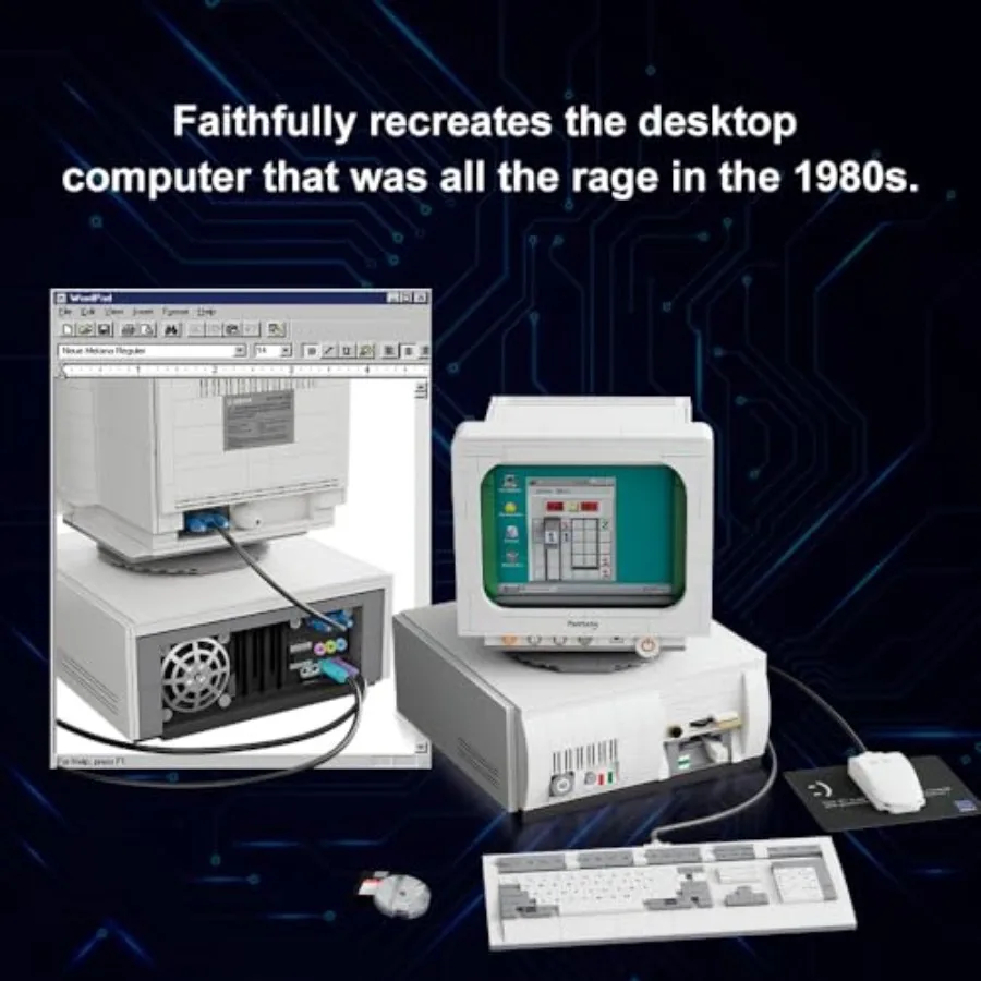 Computer Building Set for Adults: Construction Building Kit for Adults, Collectible Retro Computer Display Model Building Block