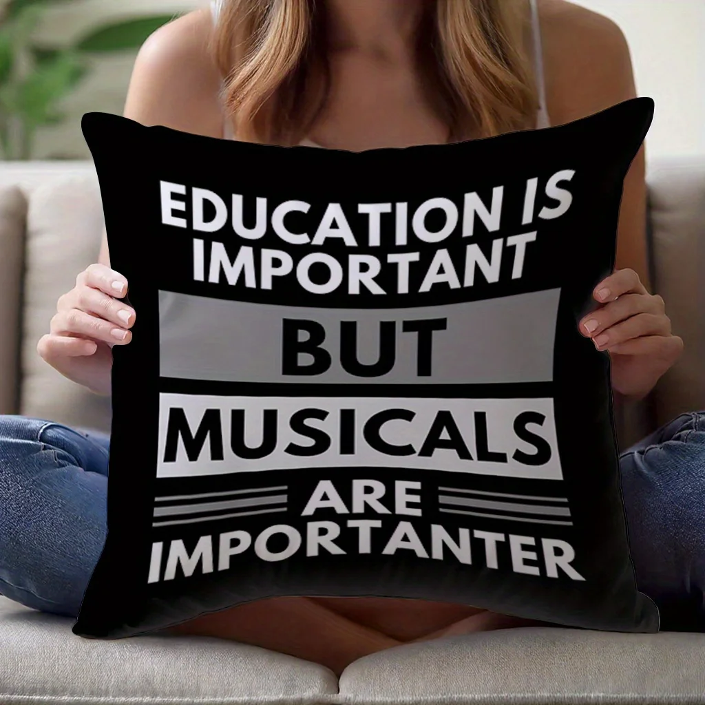1pc Illustrative Typographic Motif Graphic Pillowcase for Home Decoration Cushion Cover Polyester 45x45cm 18x18in