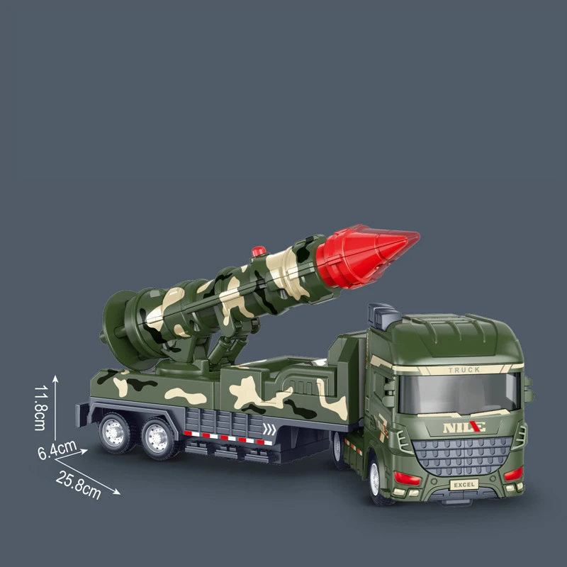 Inertia Large Children\'s Toy Car Simulation Military Car Missile Launch Rocket Car Simulation Military Car Model Birthday Gift