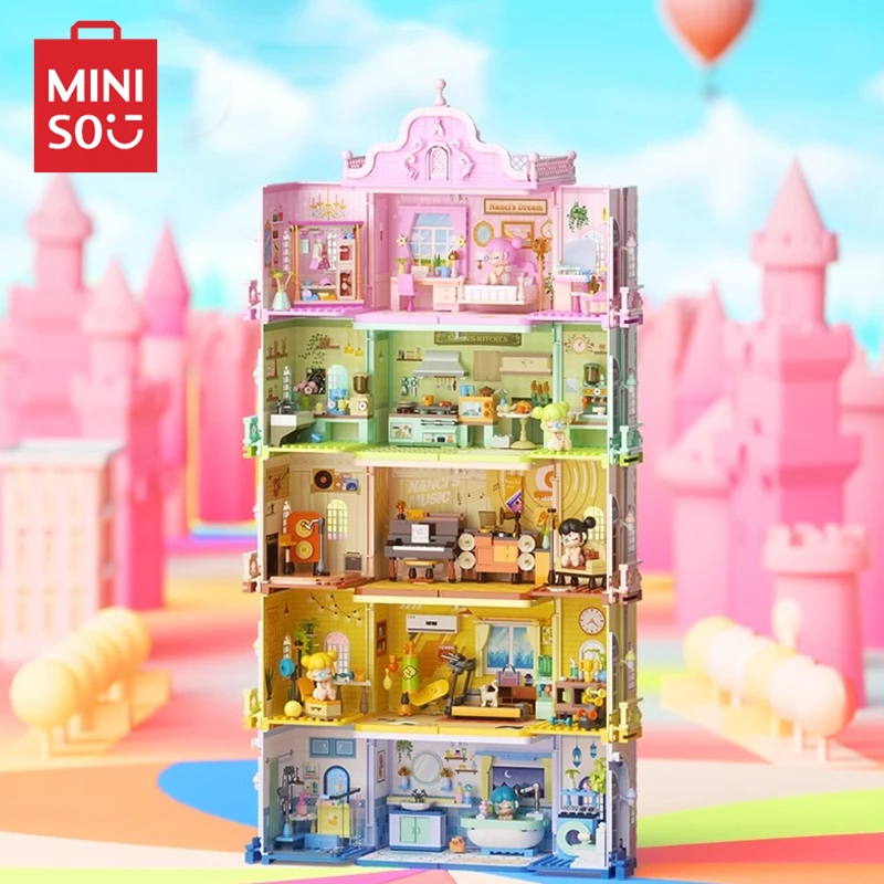 Miniso Nanci 빌딩 블록 DIY 하우스 조립 모델, 애니메이션 주변 컬렉션, 수제 장식품, 카와이 어린이 장난감