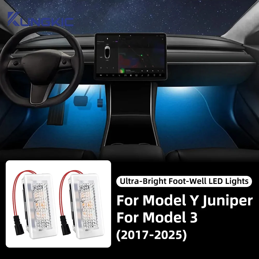 For Tesla Model Y Juniper 2025 Model 3 Highland 2024 Model3 2017 2017-2023 Ultra-Bright Interior Foot-Well Lights LED Bulbs Kit