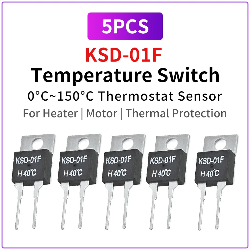 5 uds KSD-01F interruptor de temperatura 0 ° C-150 ° Sensor de termostato de protección térmica C NO/NC para aparato de motor de calentador