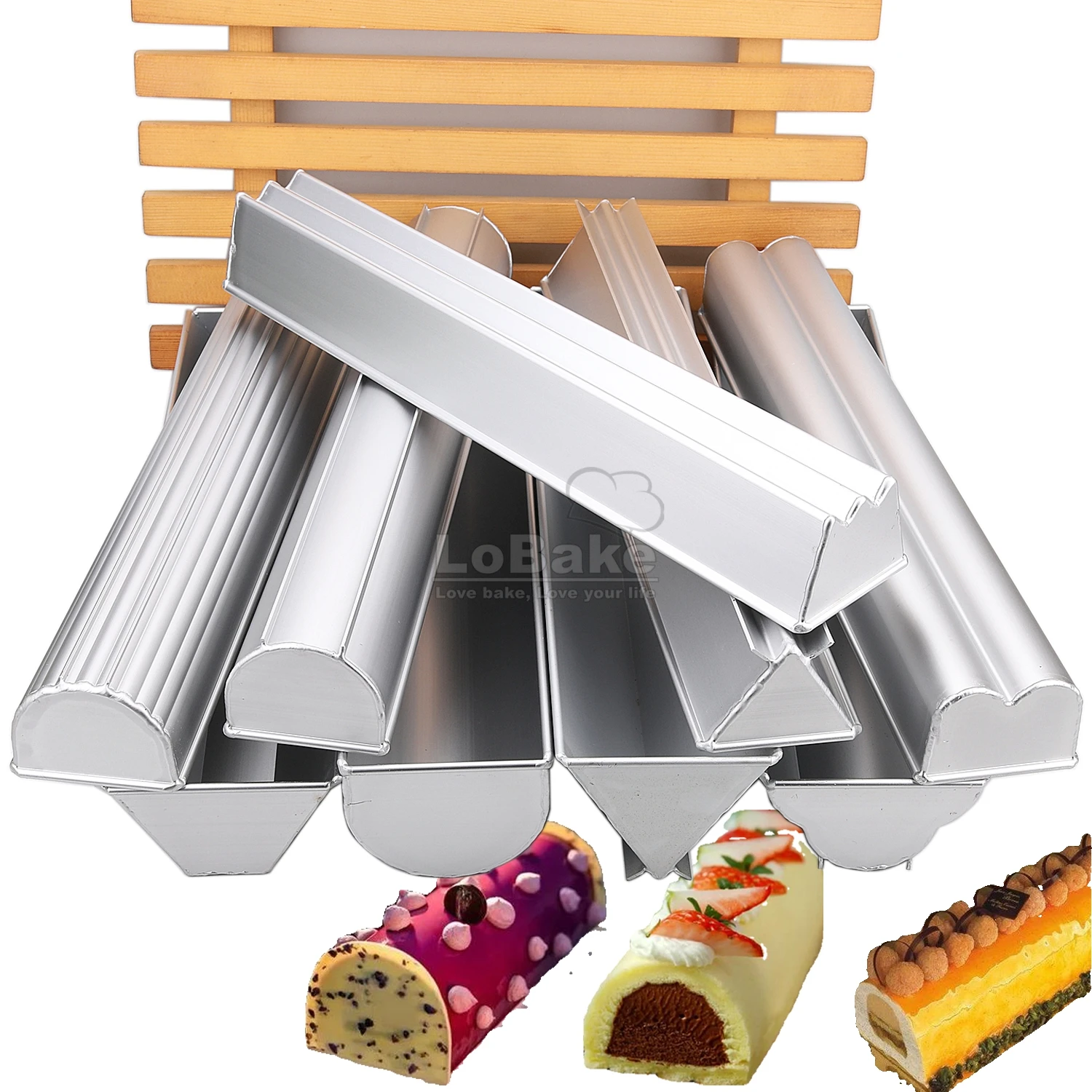 Long Style Bread Mousse Cake Mold Round Trigon Ladder Wavy Flower Shape Aluminium Dessert Steaming Moulding DIY Kitchen Gadgets