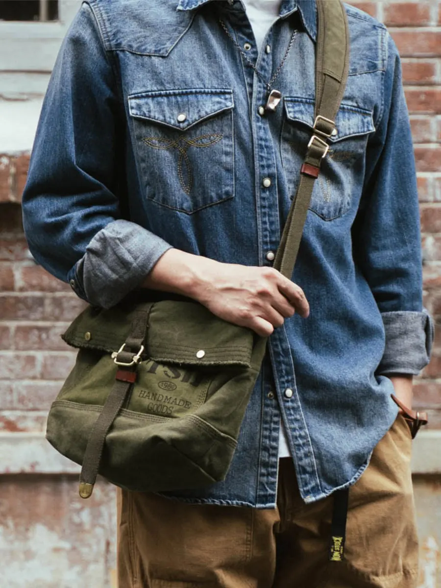 

PNDME vintage organizer handmade high quality men's canvas crossbody bag outdoor travel work designer luxury shoulder bag