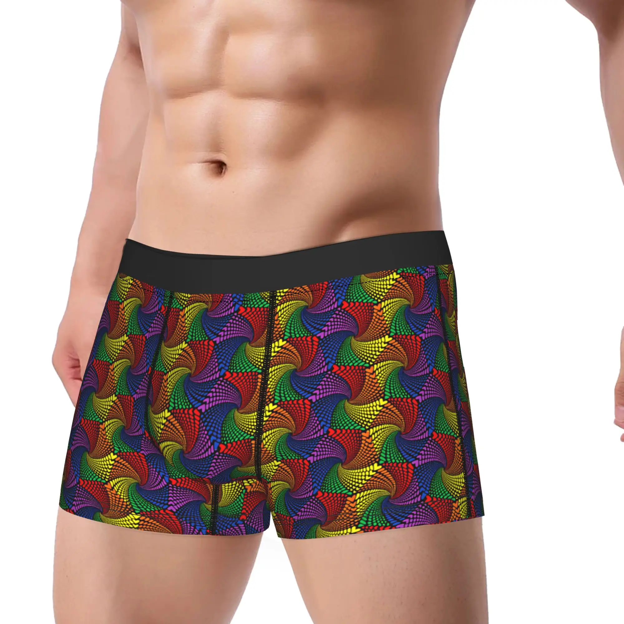 Abstract Geometric with Heart Pride Repeat Pattern Underwear  Men Underpants Novelty Boxer Shorts High Quality Boxer Brief