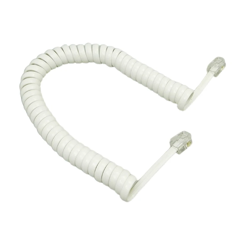 G5AA RJ9 Coiled Telephone Wire 6FT Curved Telephone Landline Phone Handset Handle Line Cable 4P4C 6Ft/1.85m