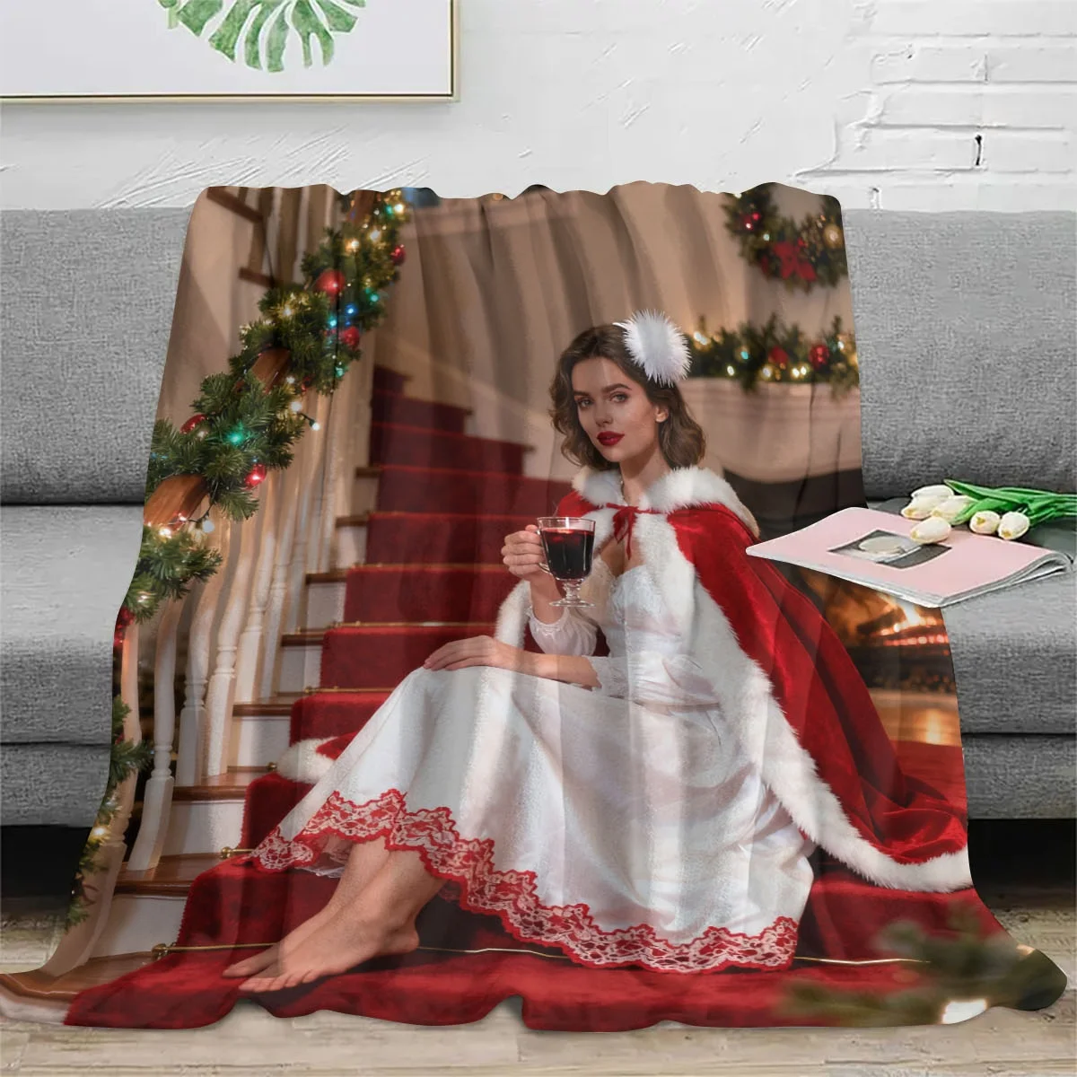 بطانية من الفلانيل مخصصة لذكرى عيد الميلاد للزوجين - منقوشة بتاريخك الخاص + نمط ندفة الثلج لعيد الميلاد، تحافظ على الدفء، قابلة للغسل في الغسالة بدون تشوه، مناسبة لسرير غرفة النوم الرئيسية ومسند الأريكة - هدية مثالية للزوجة من ألياف البوليستر الممتازة للزوجة #3