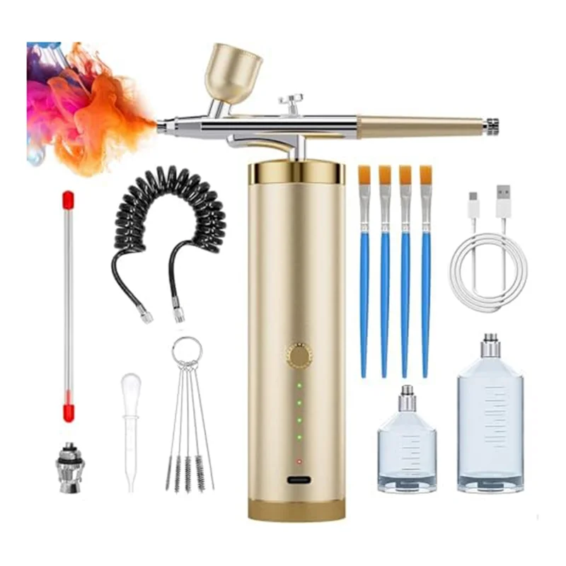 AC39-Airbrush Set Portable Airbrush With Compressor Handheld Airbrush Set Ideal For Complex Tasks Such As Tattoos/Manicures