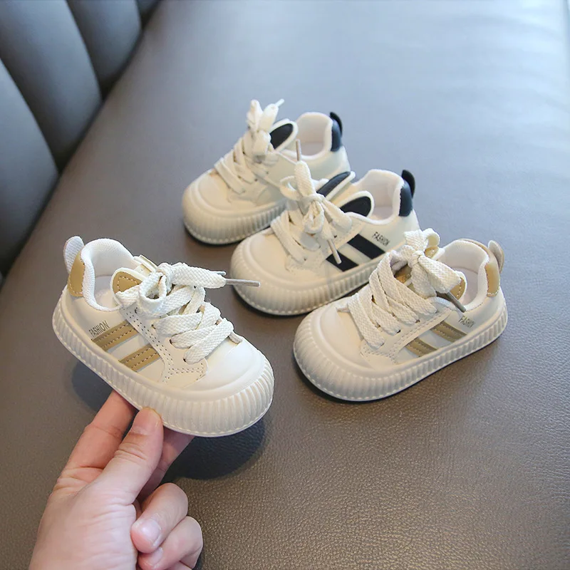 

Boys Girls Walking Shoes Wear-resistant Toddler Kids Sports Shoes Soft Sole 2025 Brand New Children Sports Shoes Striped Fashion