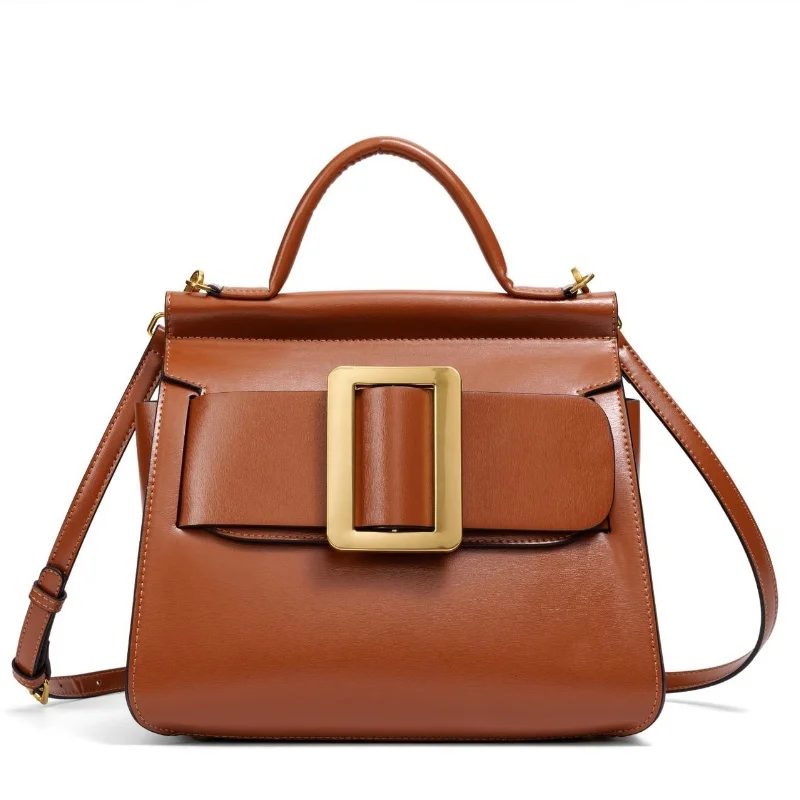 

Осень 2023, новая ретро-сумка с металлической квадратной пряжкой, универсальная текстурированная сумка через плечо, однотонная модная сумка для пригородных поездок