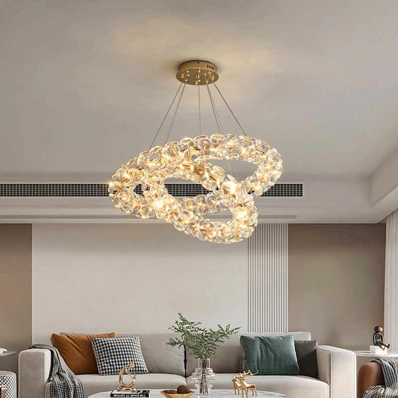 French Modern Garland Crystal  Pendant Lighs Luxury Home Decoration Dining Living Room Ceiling Chandelier LED Lighting Fixtures