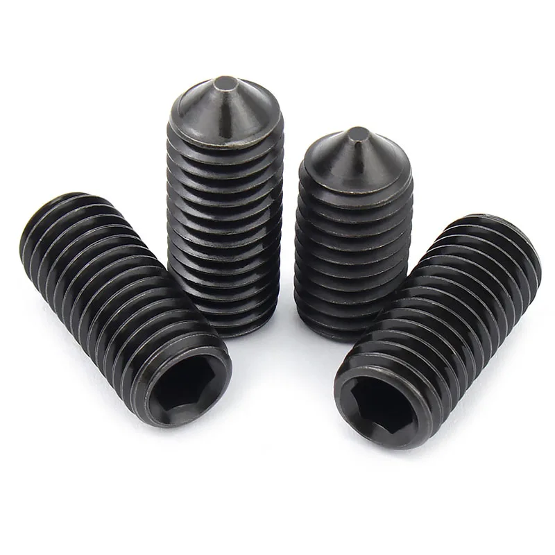 10 Fine Thread M6 M8 M10 10#-24 1/4-20 Black 12.9 Grade Steel Hex Hexagon Socket Tapered Grub Headless Bolt Cone Point Set Screw