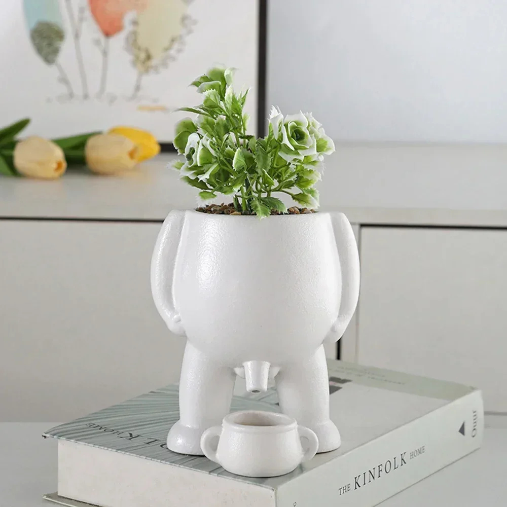 Succulent Ceramic Flowerpot Succulent Urine Pot Decoration Desktop Ornament Green Plant Living Room Creativity Spoof Flowerpot