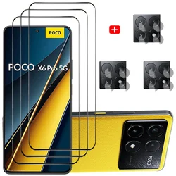 Pellicola per Poco X6 F6 Pro 5G Vetro temperato Poco X6 X5 X4 X3 Pro Screen Protector Poko X 6 Pellicola Protettiva telefono Poco X6 Pro Glass PocoX6 Pro Clear Front Film Pocco X6Pro Fotocamera Protettori