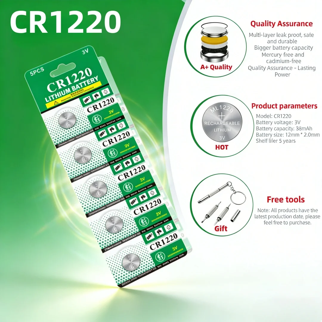 

High Quality CR1220 Button Coins Cell Battery BR1220 DL1220 3V Lithium Button Batteries for Car Key Remote Control Watch Toy