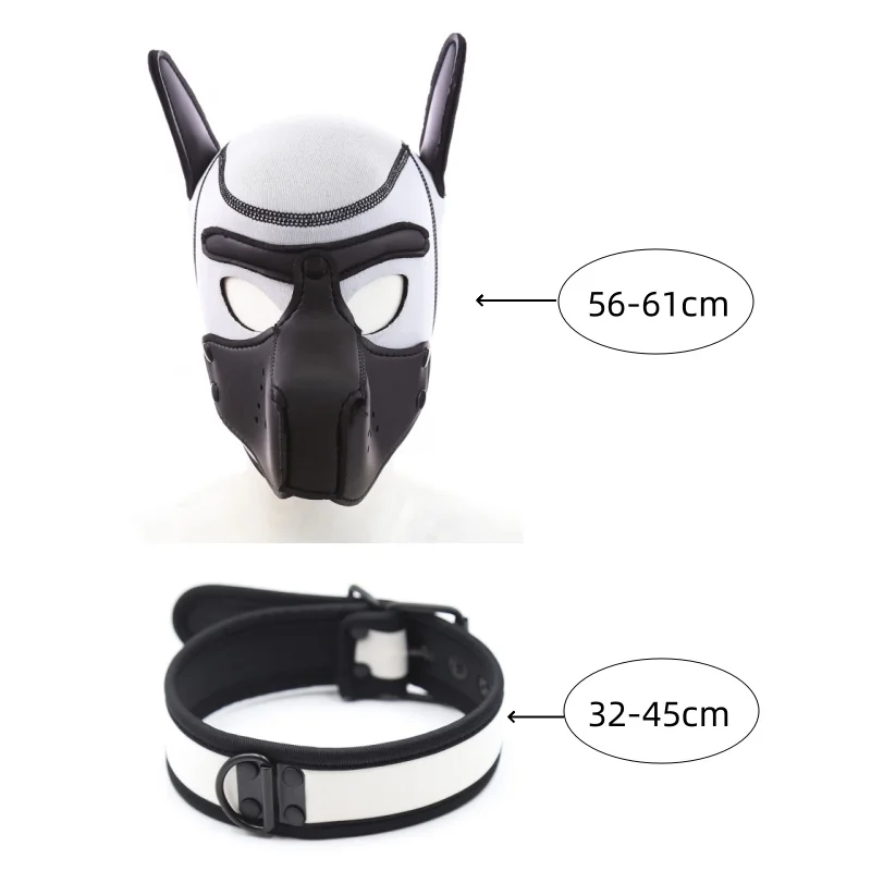 New Fashion Latex Rubber Padded Fetish Cosplay Dog Mask Full Head Hood with Adjustable Collar for Men Women Puppy Slave Roleplay