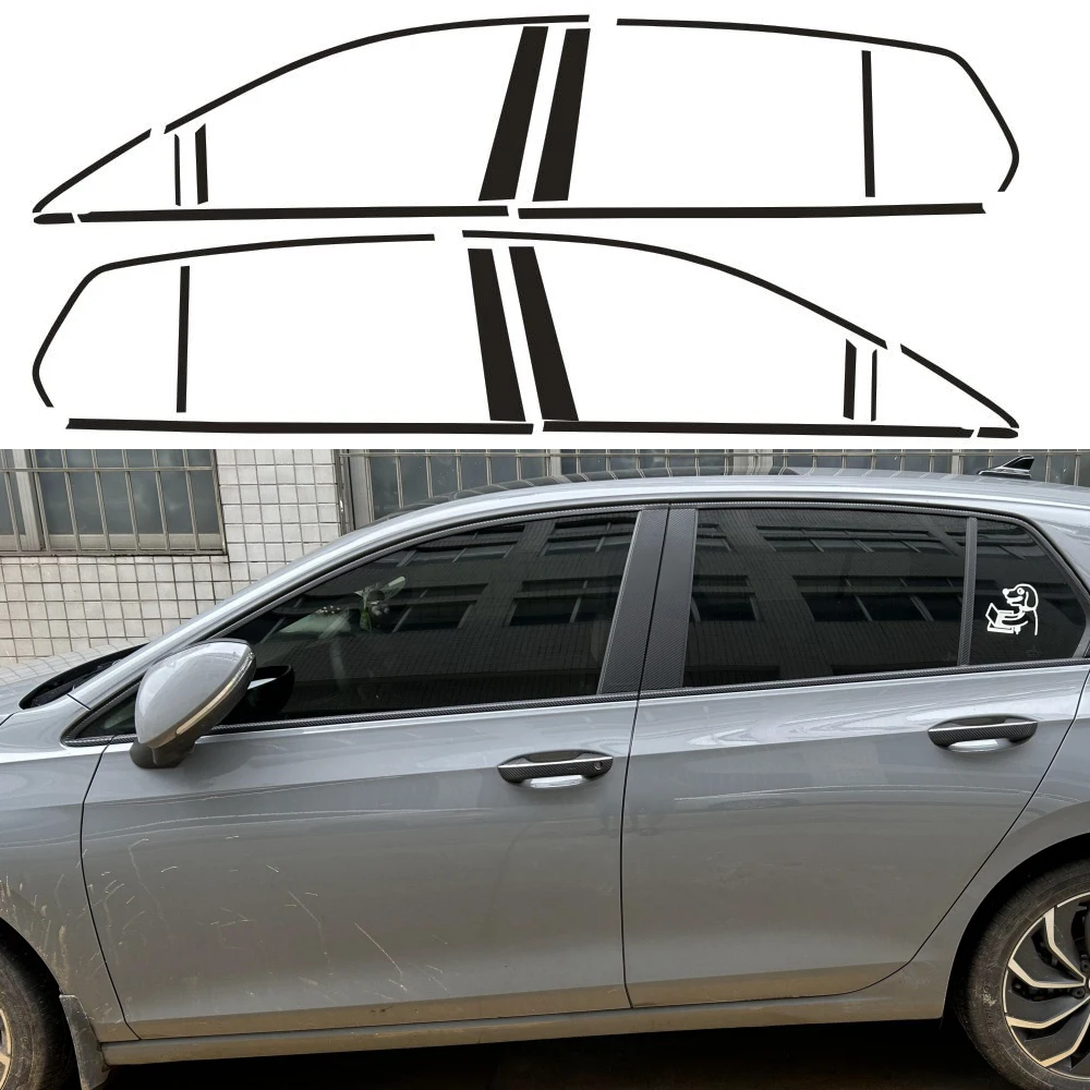 

Chrome Delete Window Trim Sticker For Volkswagen Golf 8 2021-2024 Glossy/Forged Carbon Fiber Black Exterior Decal
