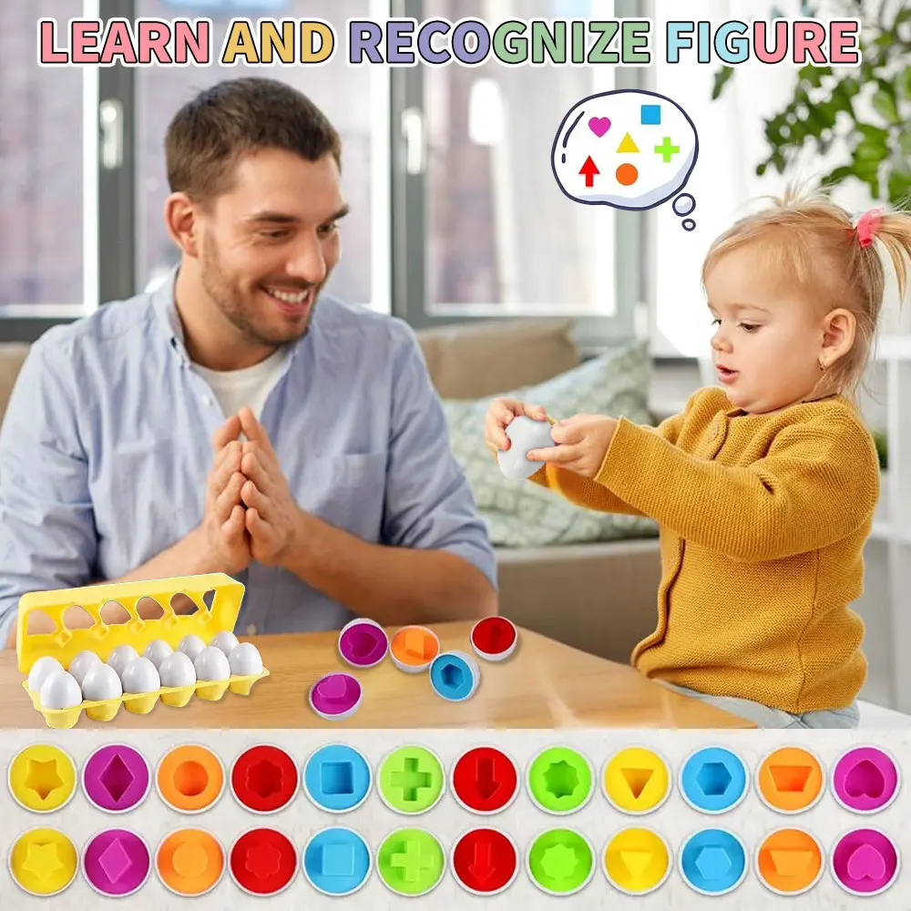 Brinquedos de combinação de formas, caixas de ovos simuladas, educação infantil, iluminação cognitiva, resolução de quebra-cabeças, ovos inteligentes, foco