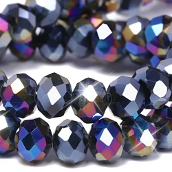 3/4/6/8mm AB Black Faceted Austria Crystal Bead Colorful Shiny Loose Spacer Beads for Jewelry Making DIY Cool Bracelets Necklace