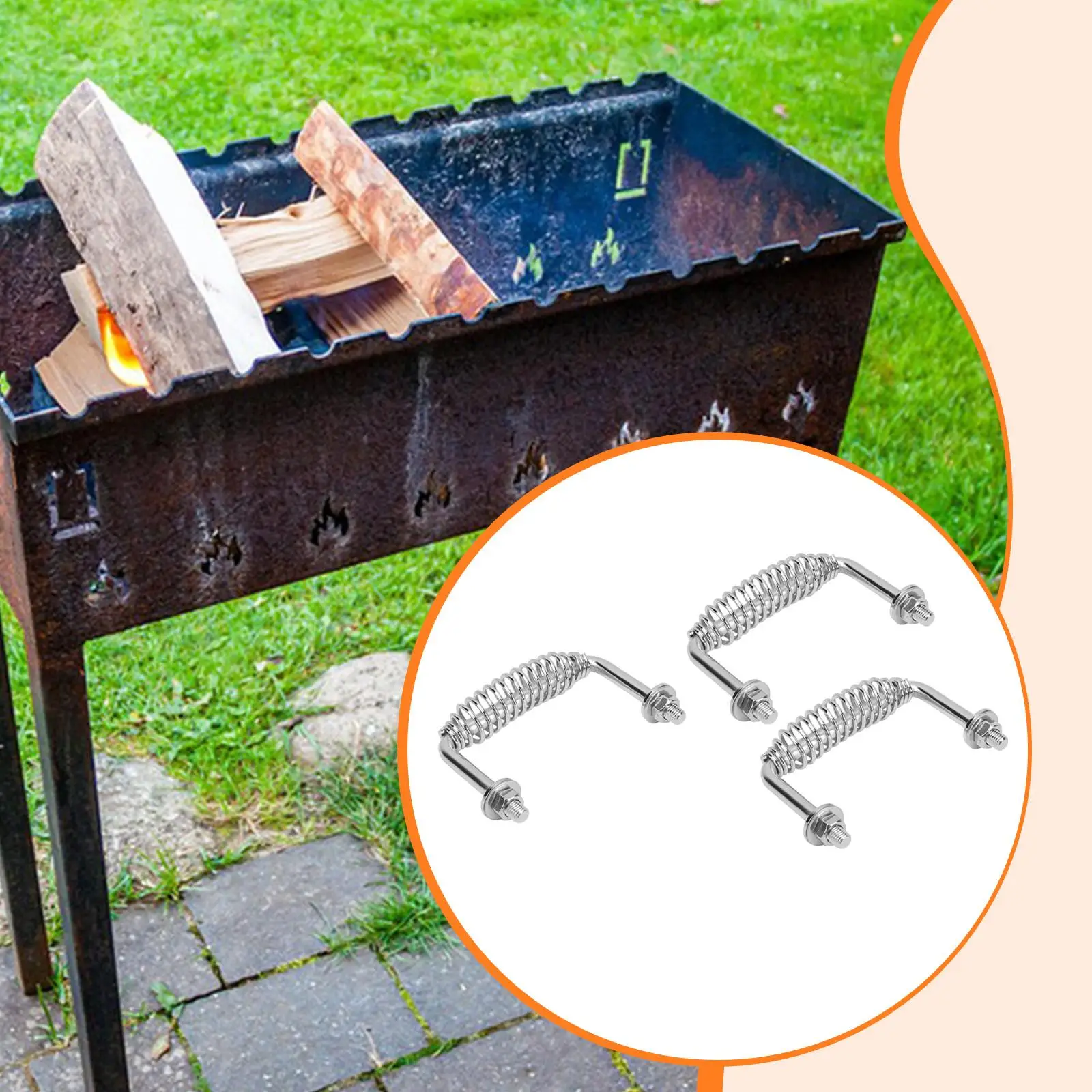 Spring Handle for BBQ Pits Grill Barbecue Tool Comfortable Stove Handle Spring Grip for Cookout Patio Backyard Party Deck